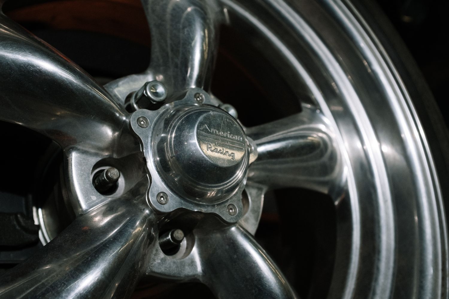 Close-up of a polished automotive wheel